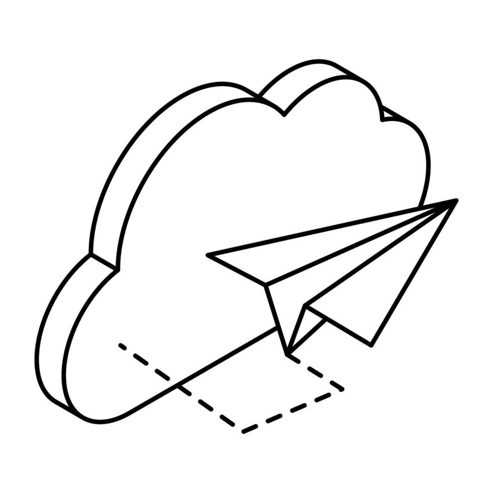 Premium design icon of cloud paper plane vector
