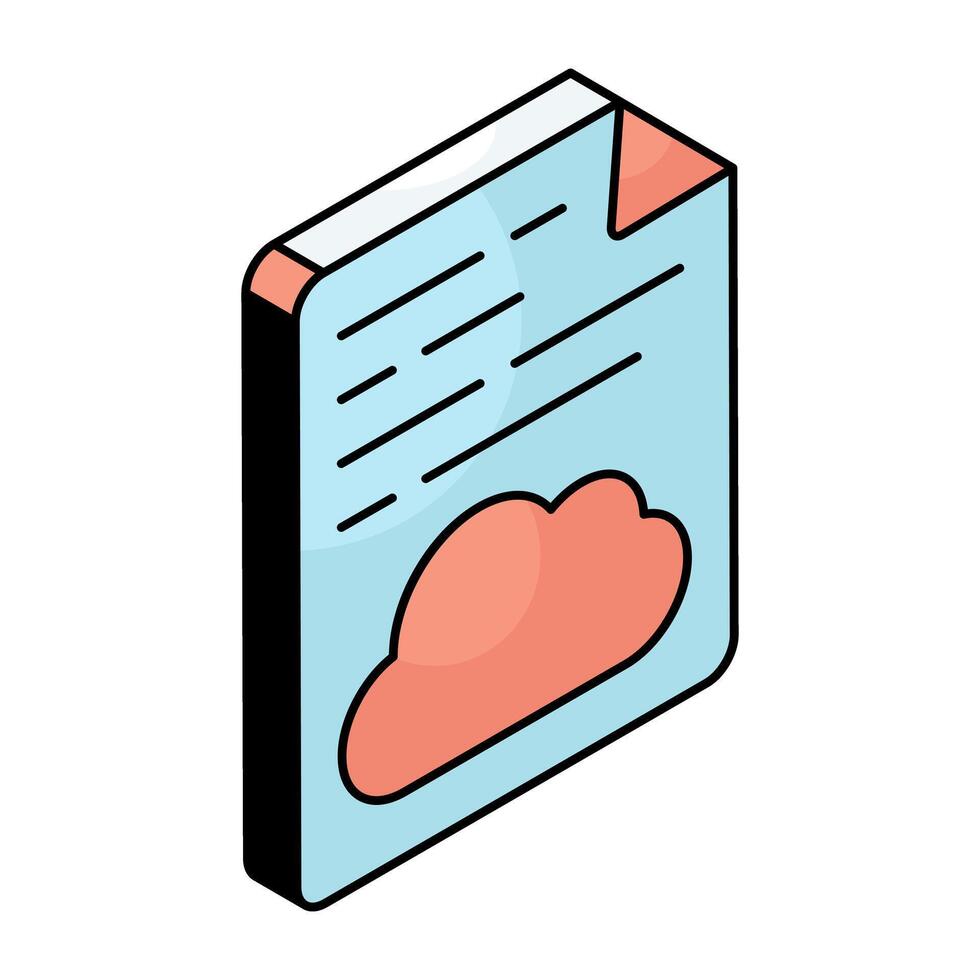 A flat design icon of cloud file vector