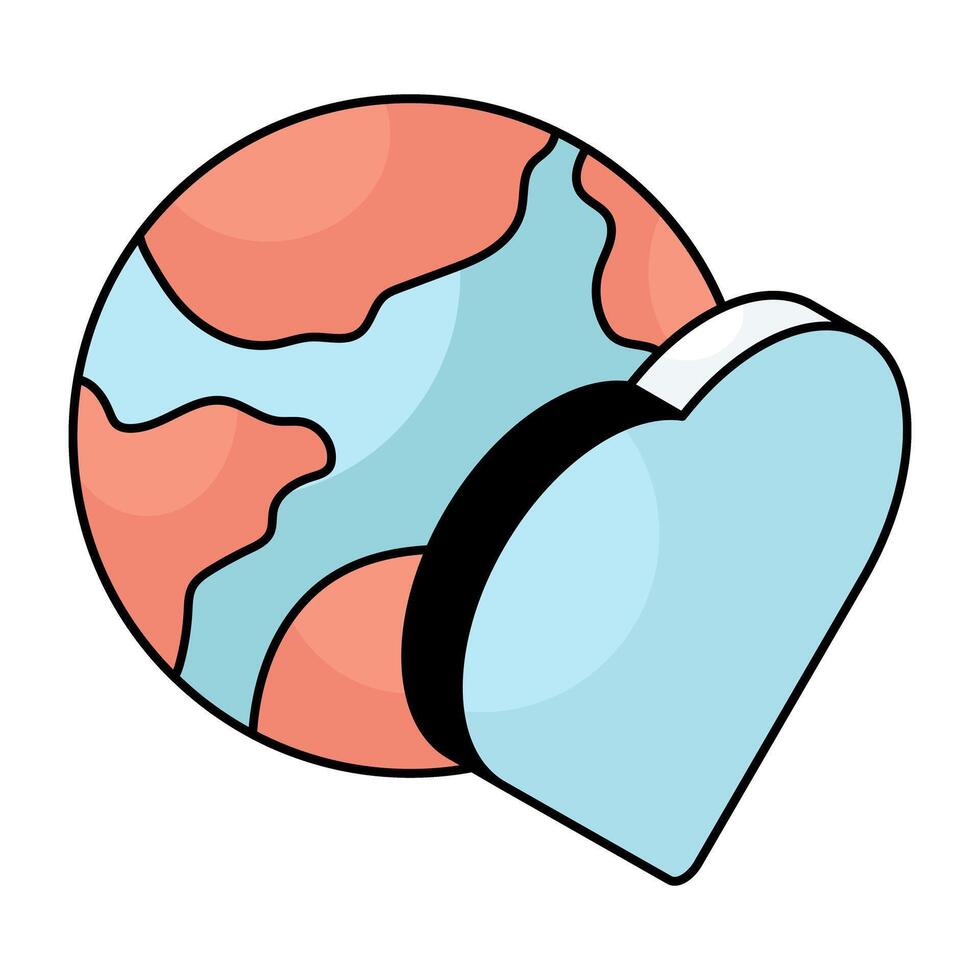 Conceptual flat design icon of global heart vector