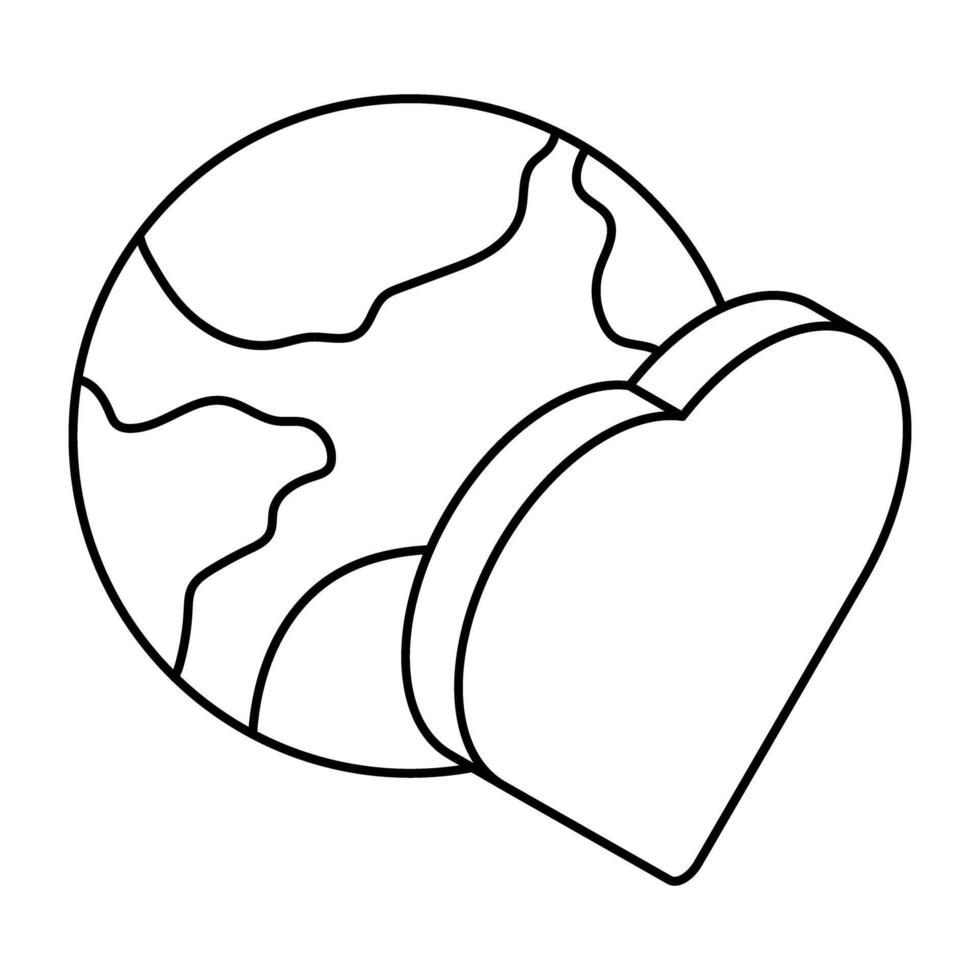 Conceptual flat design icon of global heart vector