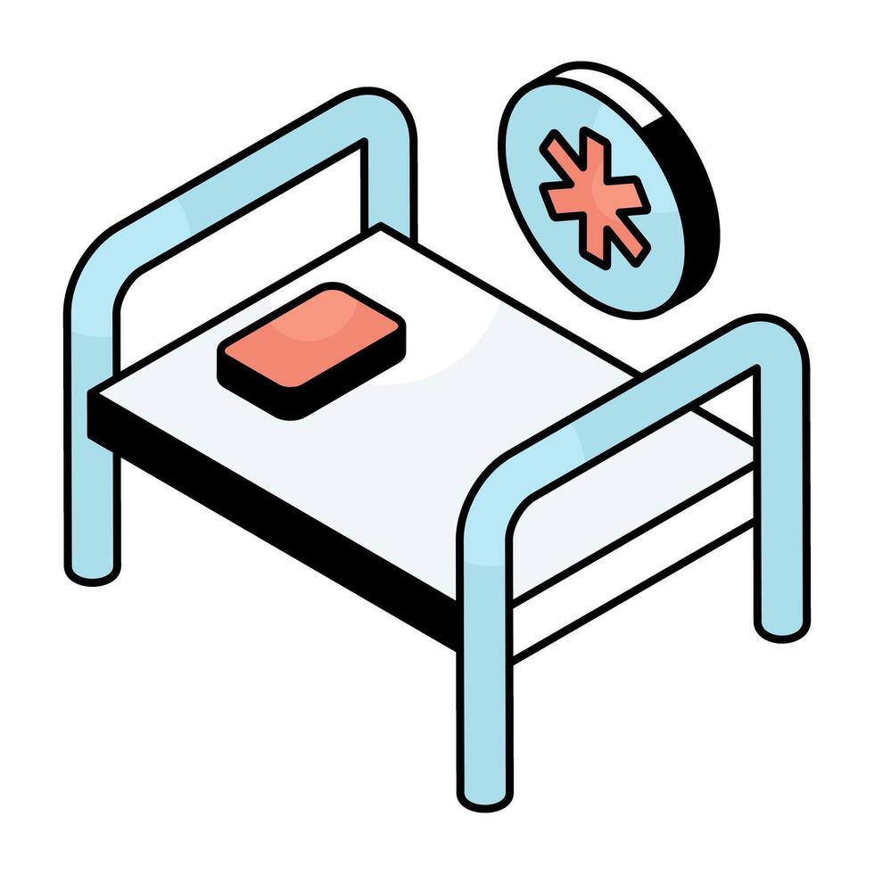 A flat design icon of hospital bed vector