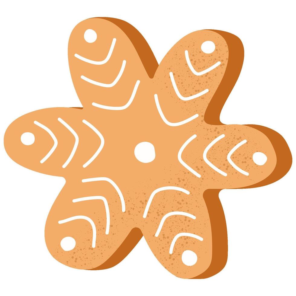 Christmas Gingerbread Cookie. Winter biscuits in snow flake shape. vector