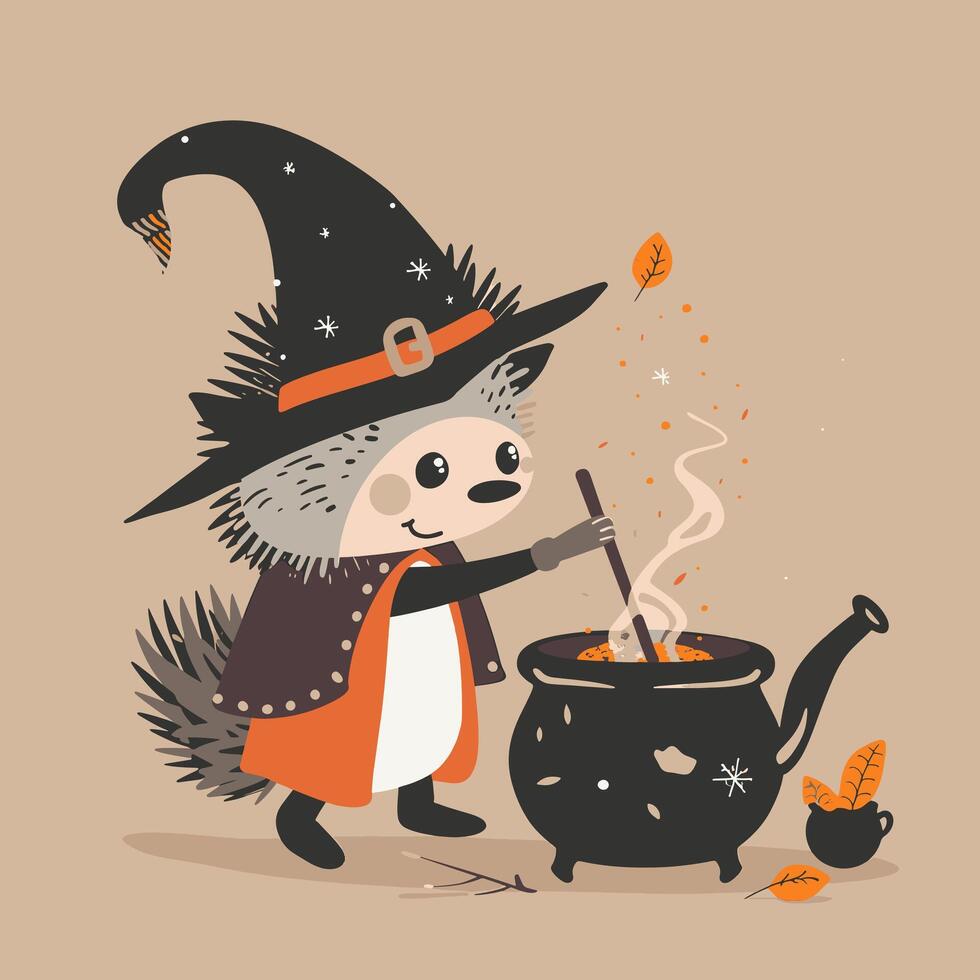 Hedgehog dressed up like a wizard vector