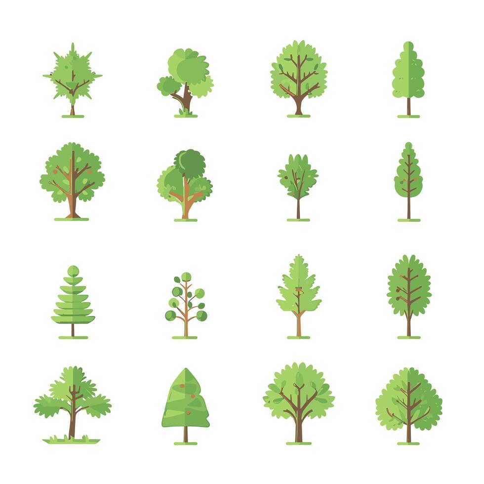 set of icons tree vector