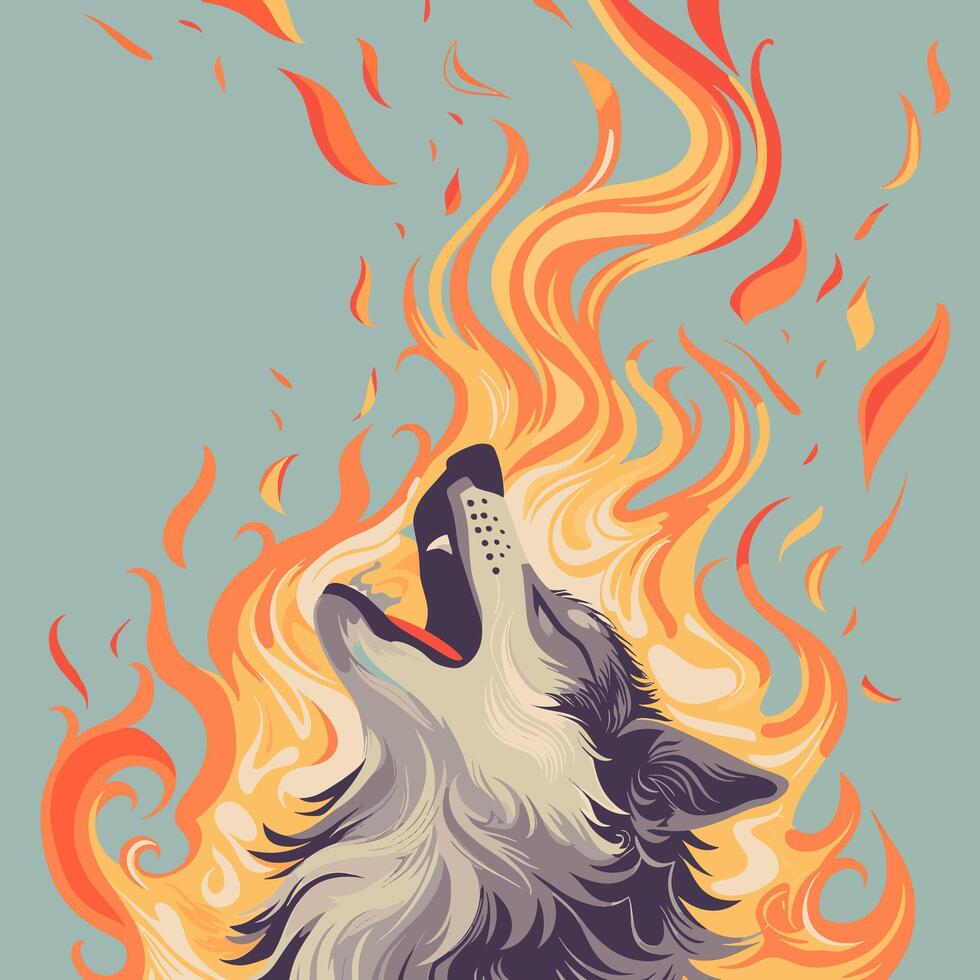 A magic wolf howling vector