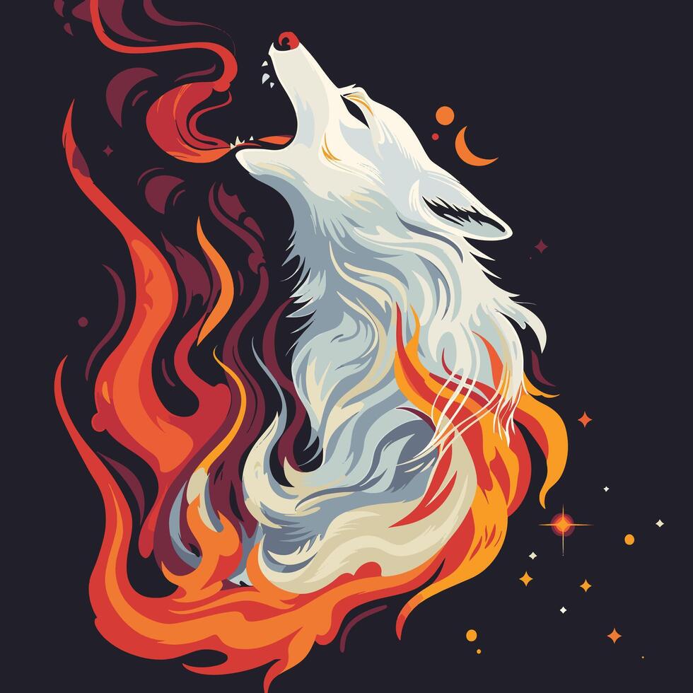 A magic wolf howling vector