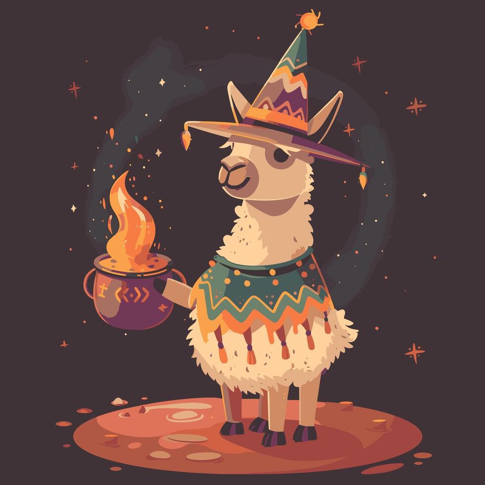 Llama dressed up like a desert mystic vector