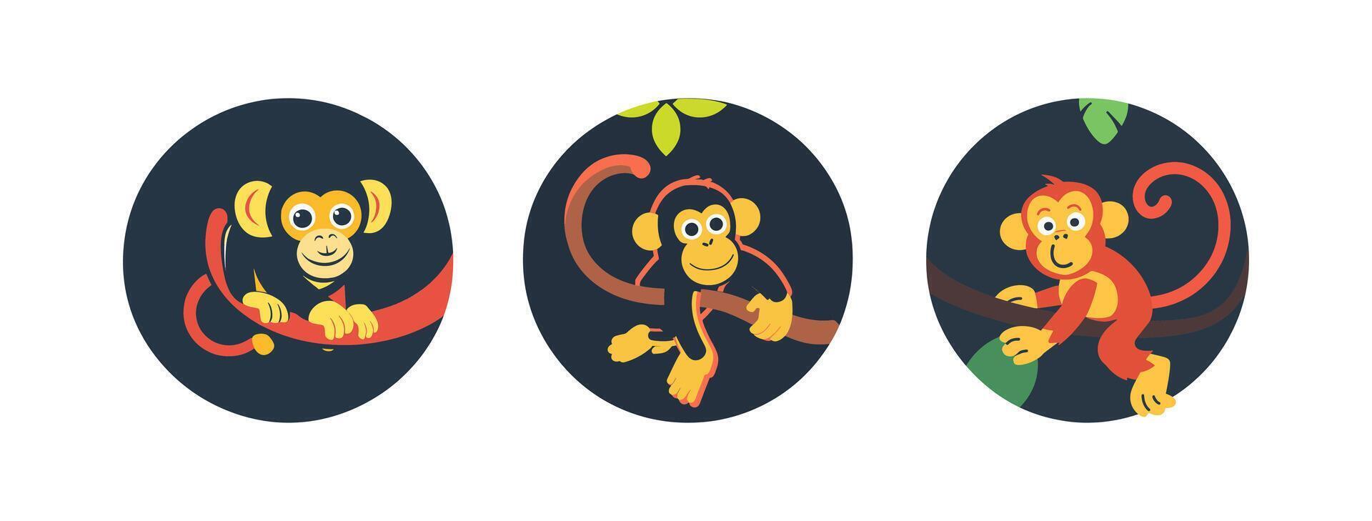 logo of a monkey hanging from a branch vector