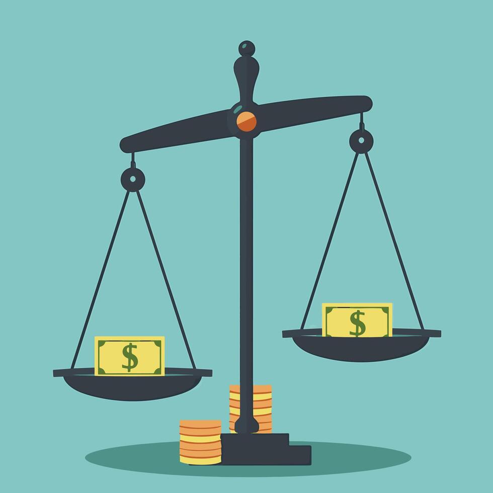 Scales with money and debt vector