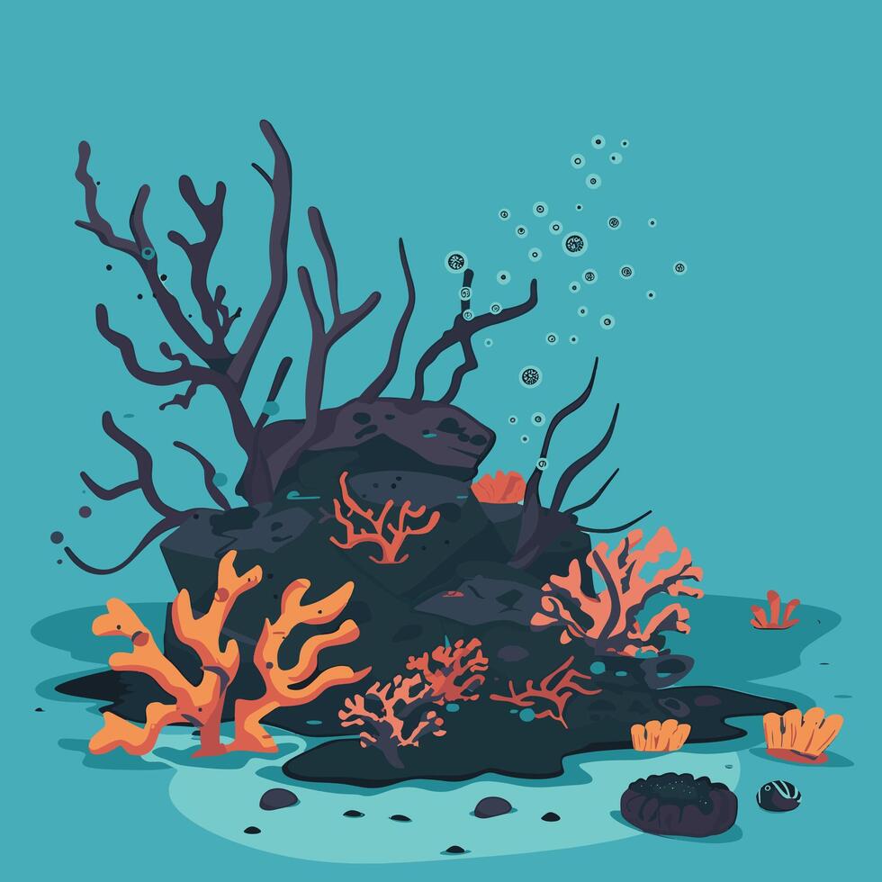 Dead coral reef due to pollution vector