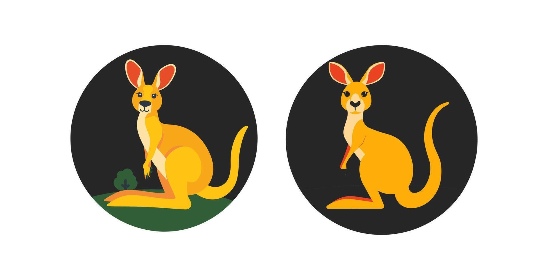 Round logo of a kangaroo vector