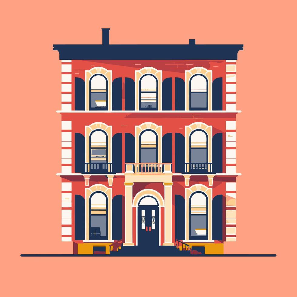 Bank building with dollar signs in windows vector