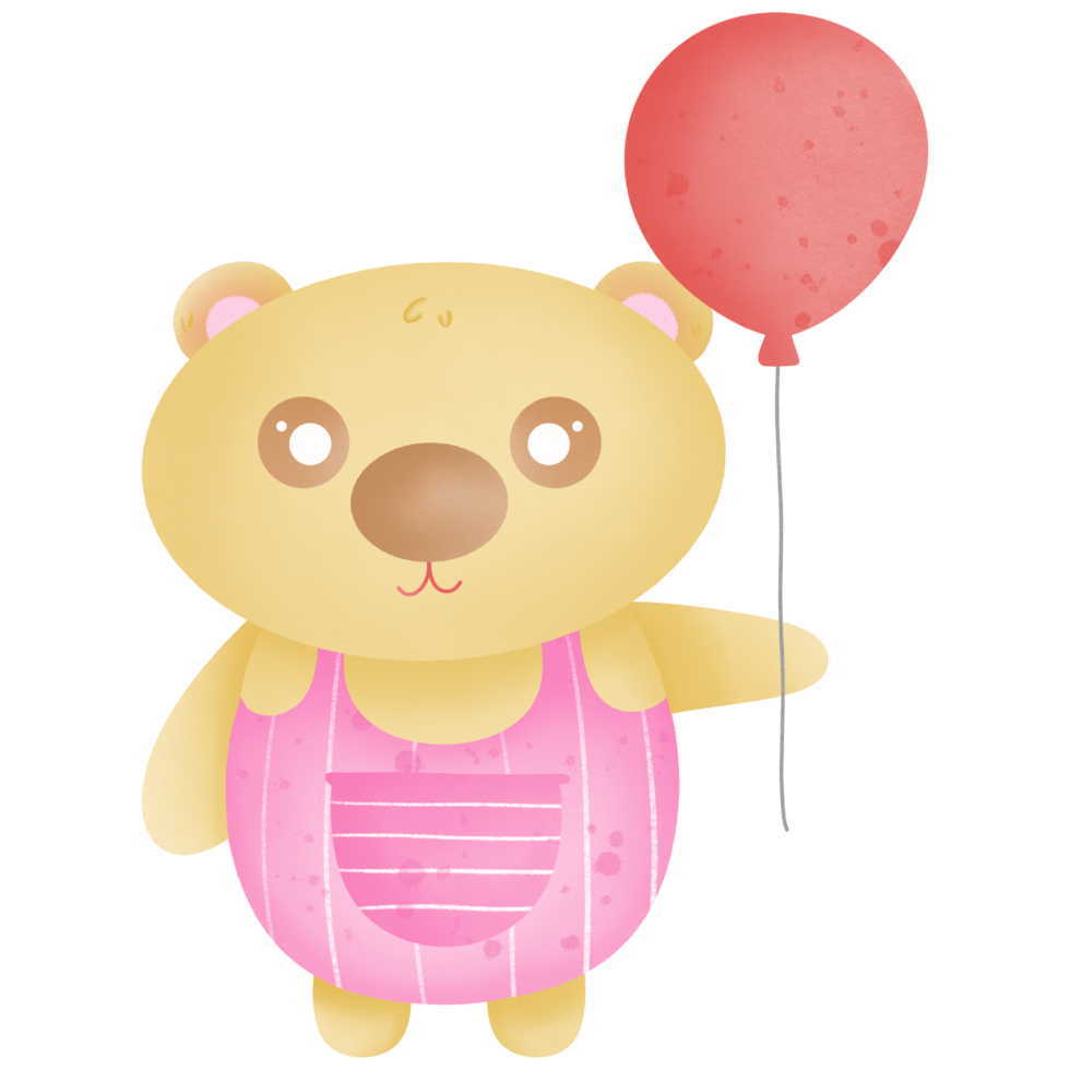 Cute cartoon hold balloon, hand drawn, transparency illustration. png