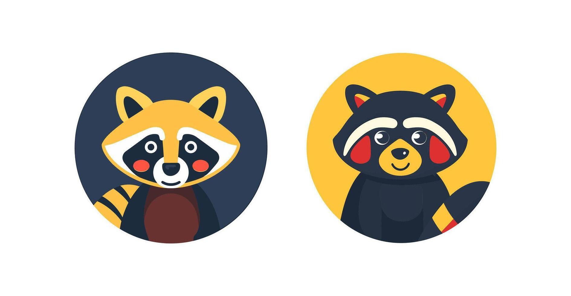 Round logo of a raccoon vector