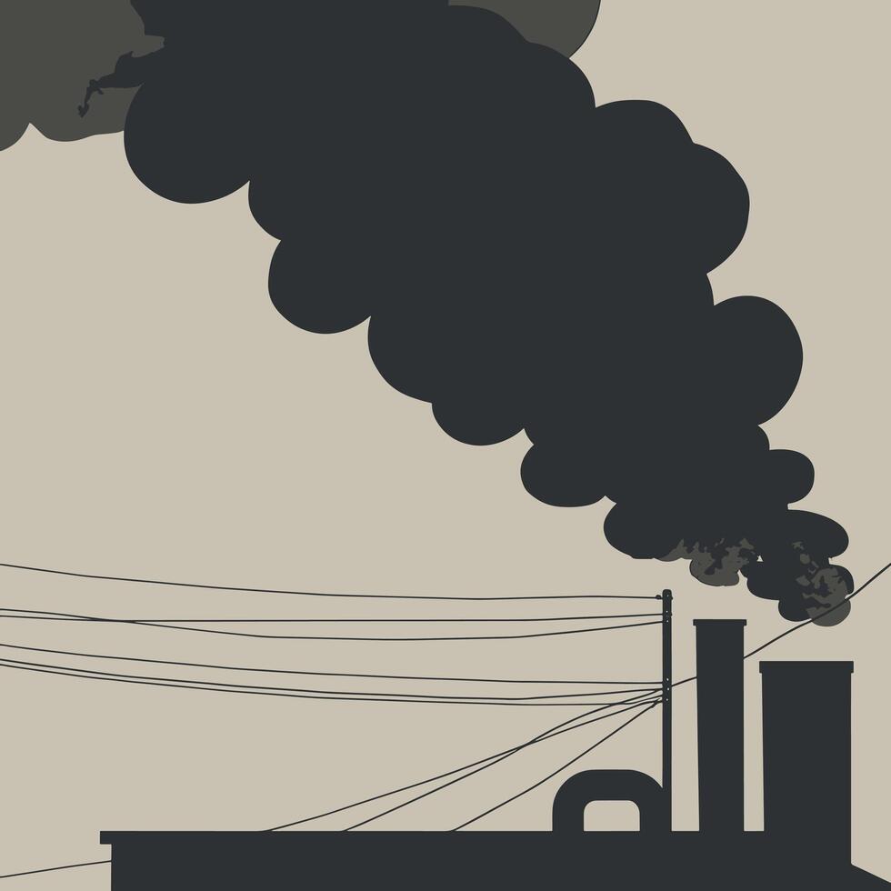Chimneys emitting black smoke vector