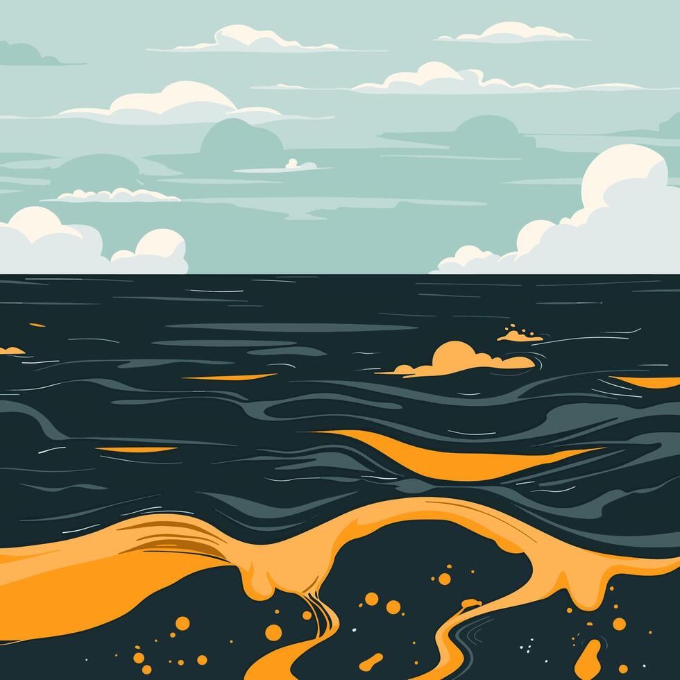 Oil spill spreading across the sea vector