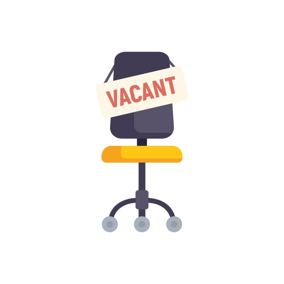 Office chair with vacant sign hanging displaying job opening vector