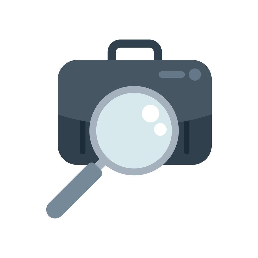 Magnifying glass inspecting briefcase business vector illustration