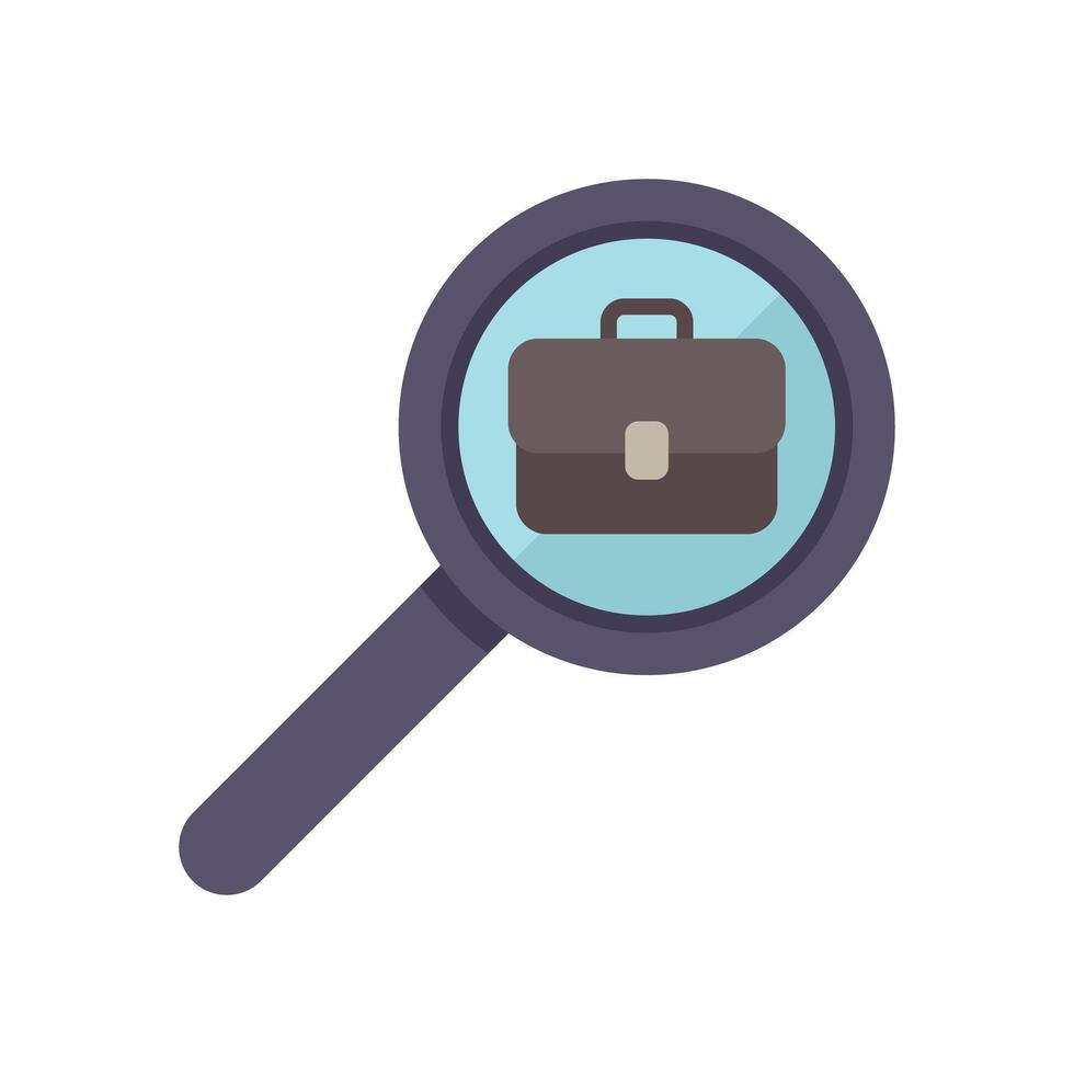 Magnifying glass searching for briefcase job career opportunity concept vector