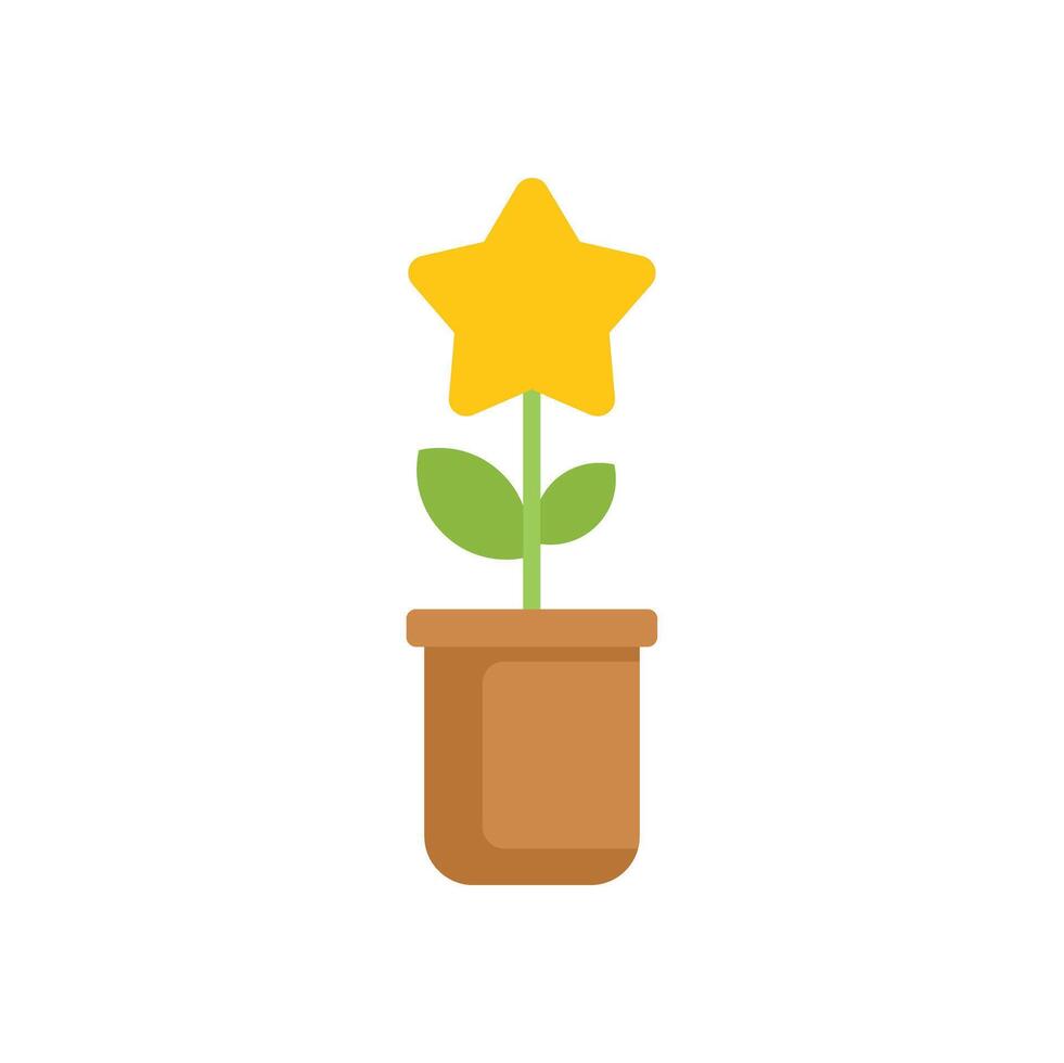 Yellow star flower growing in pot representing success vector