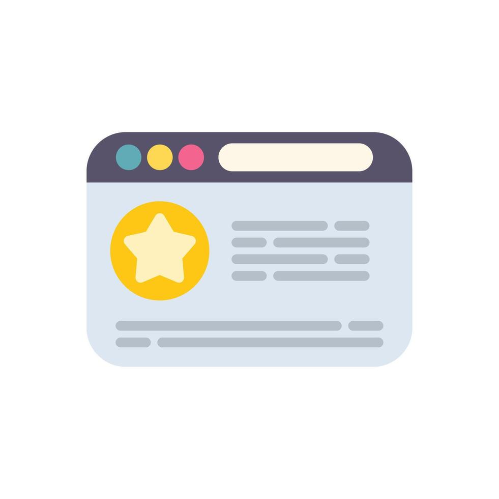 Website showing customer review with star rating icon vector