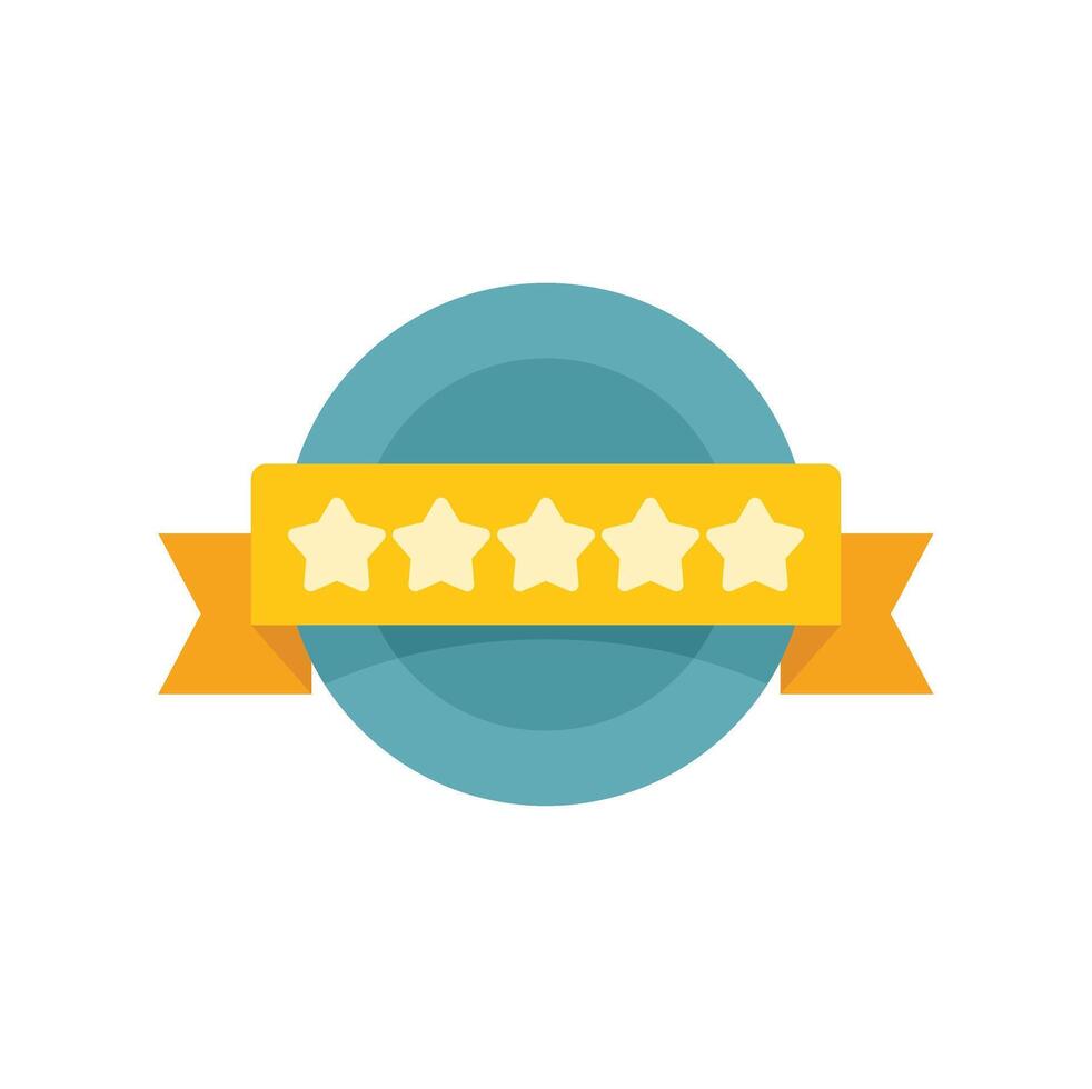 Blue circle with five stars rating showing quality vector