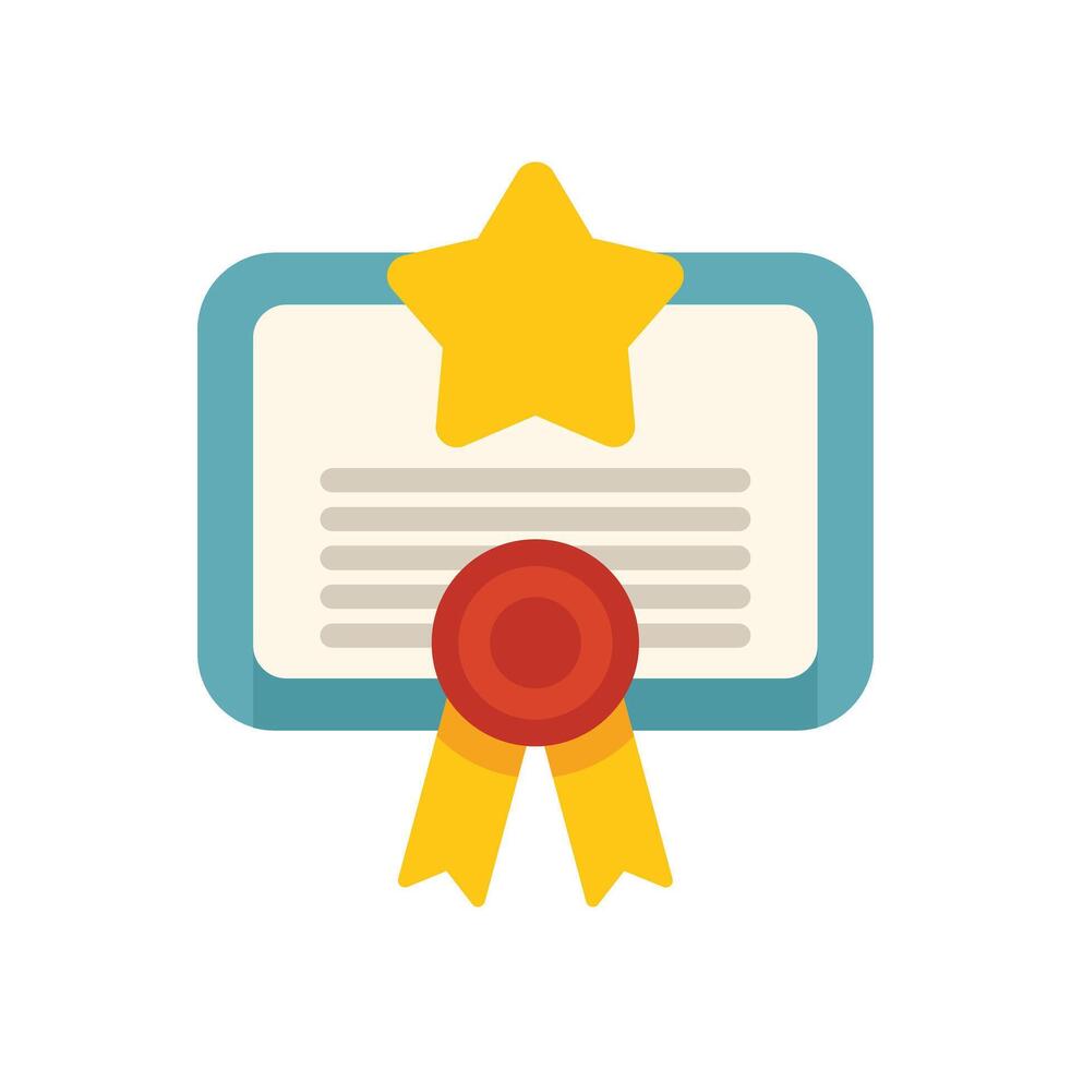 Diploma with star and ribbon showing successful graduation vector