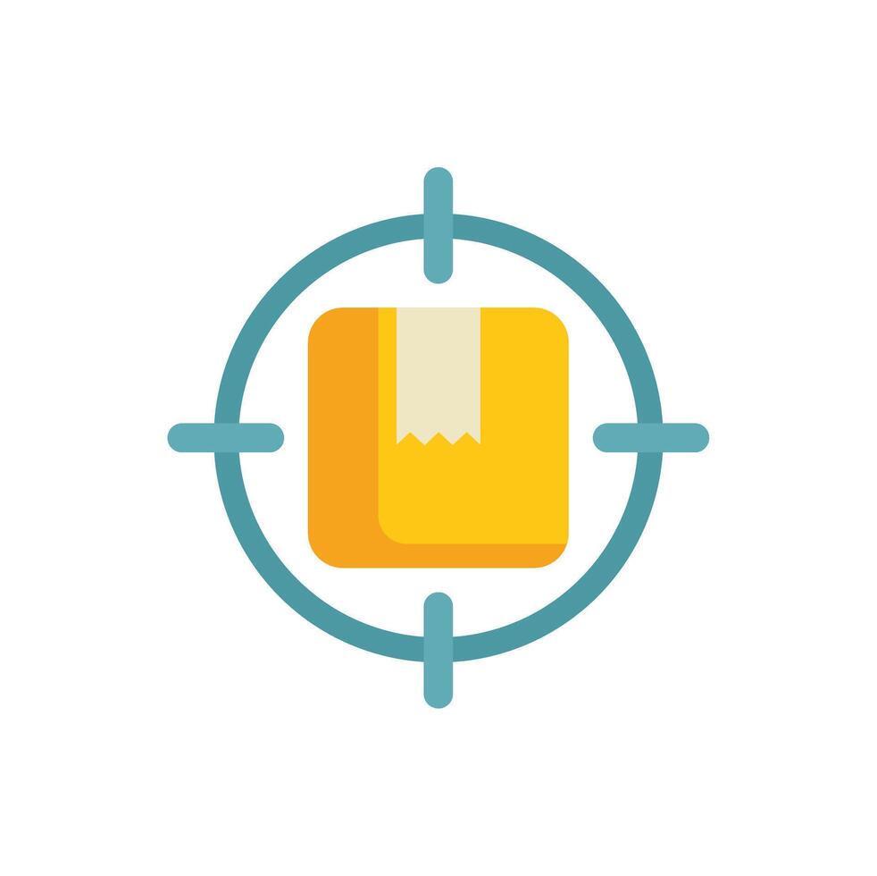 Target marketing focusing on delivery parcel with scope crosshair vector