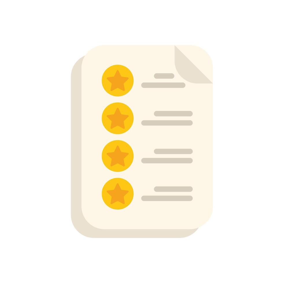 Document with customer feedback showing five star rating vector