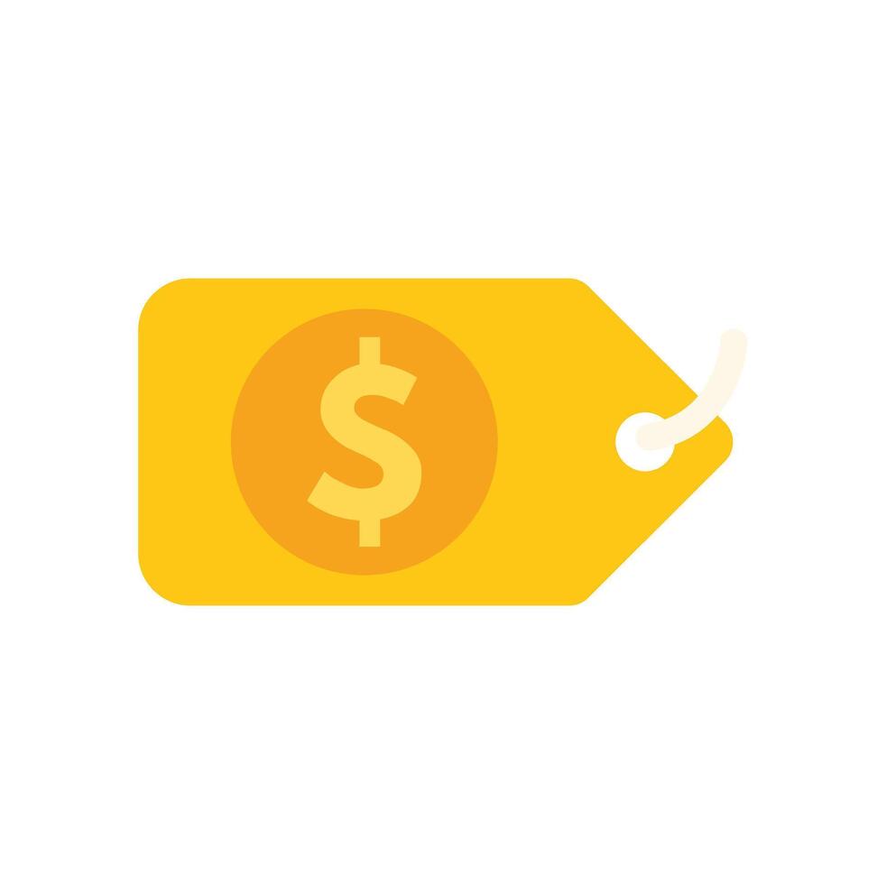 Yellow price tag showing dollar sign for sales and discounts vector