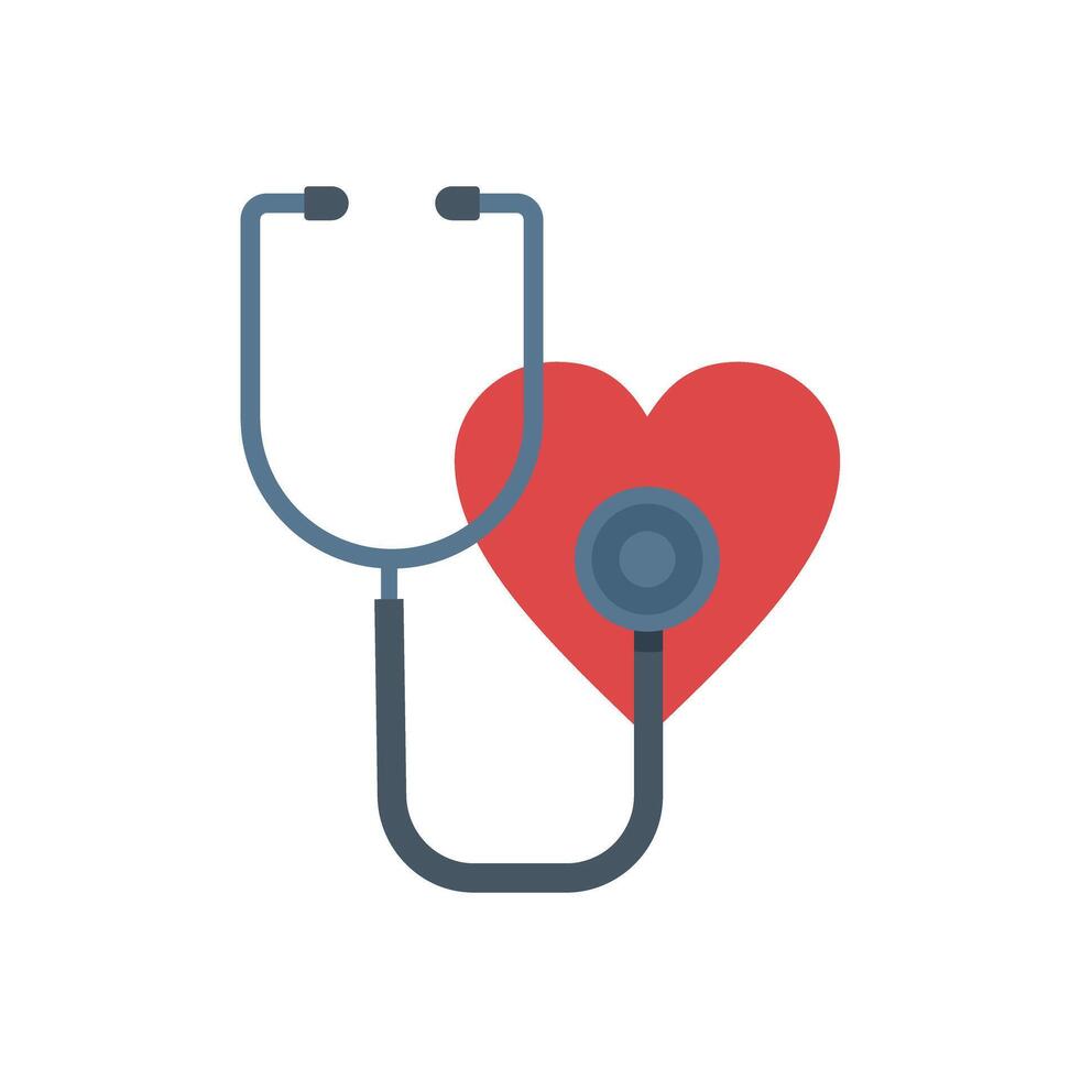 Stethoscope listening to a red heartbeat for healthcare vector