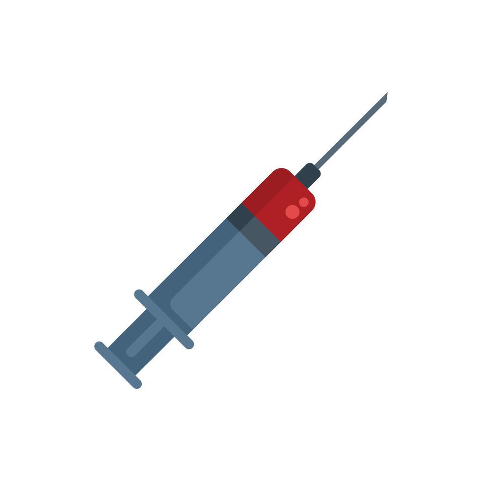 Medical syringe filled with red liquid for injection vector