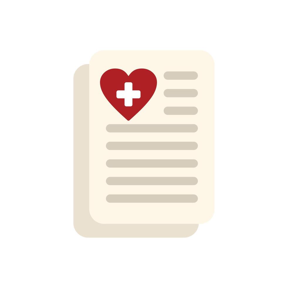Medical record with heart and cross showing health insurance concept vector