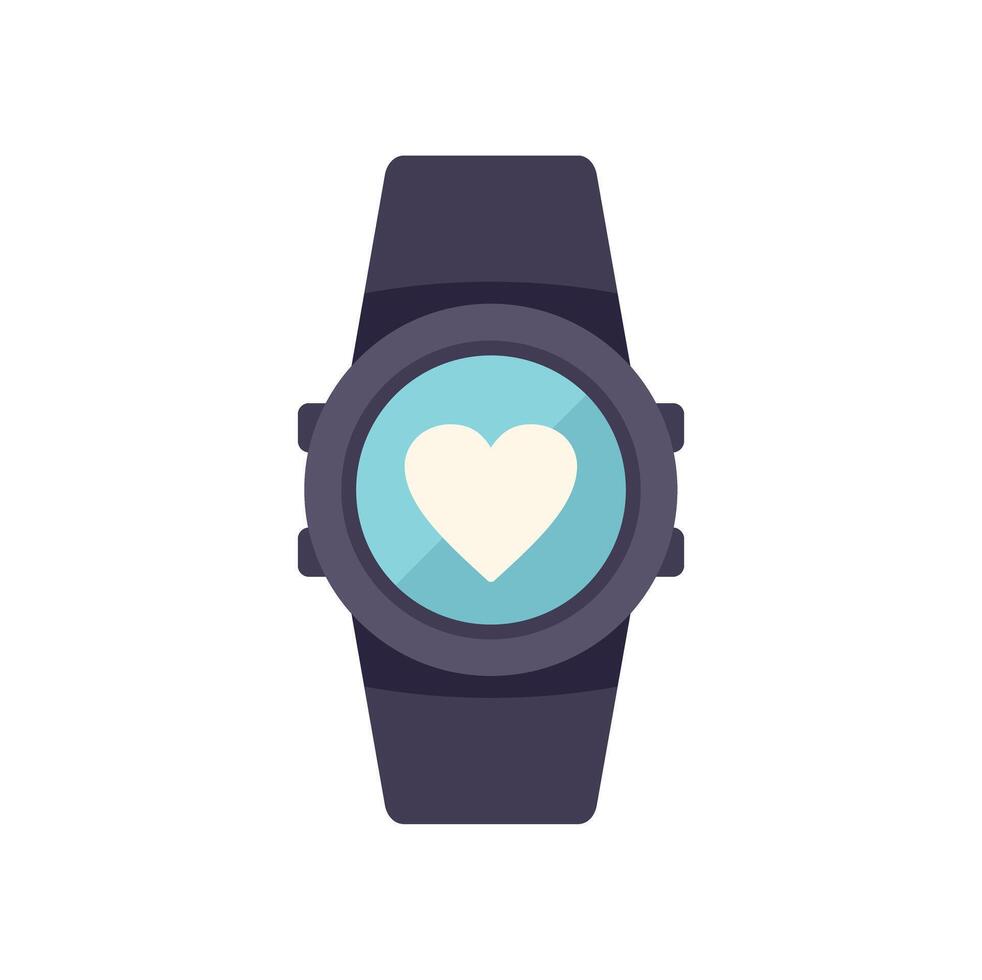 Smartwatch showing heart rate icon on screen vector illustration