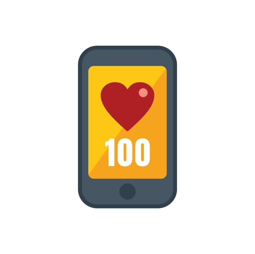 Smartphone showing 100 likes on social media app vector