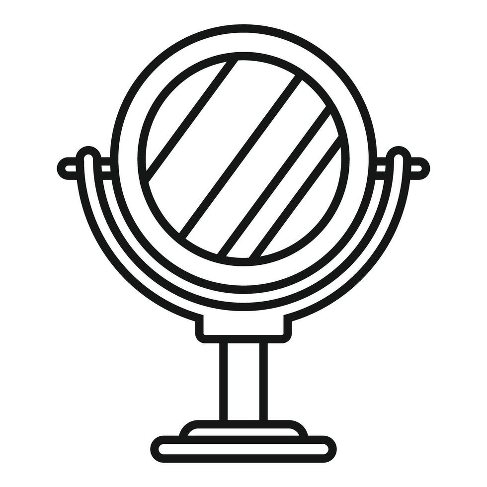 Round desktop mirror standing on stand icon vector