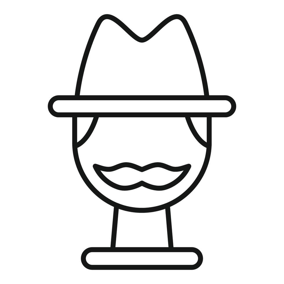 Man with hat and mustache wearing a neck brace icon vector