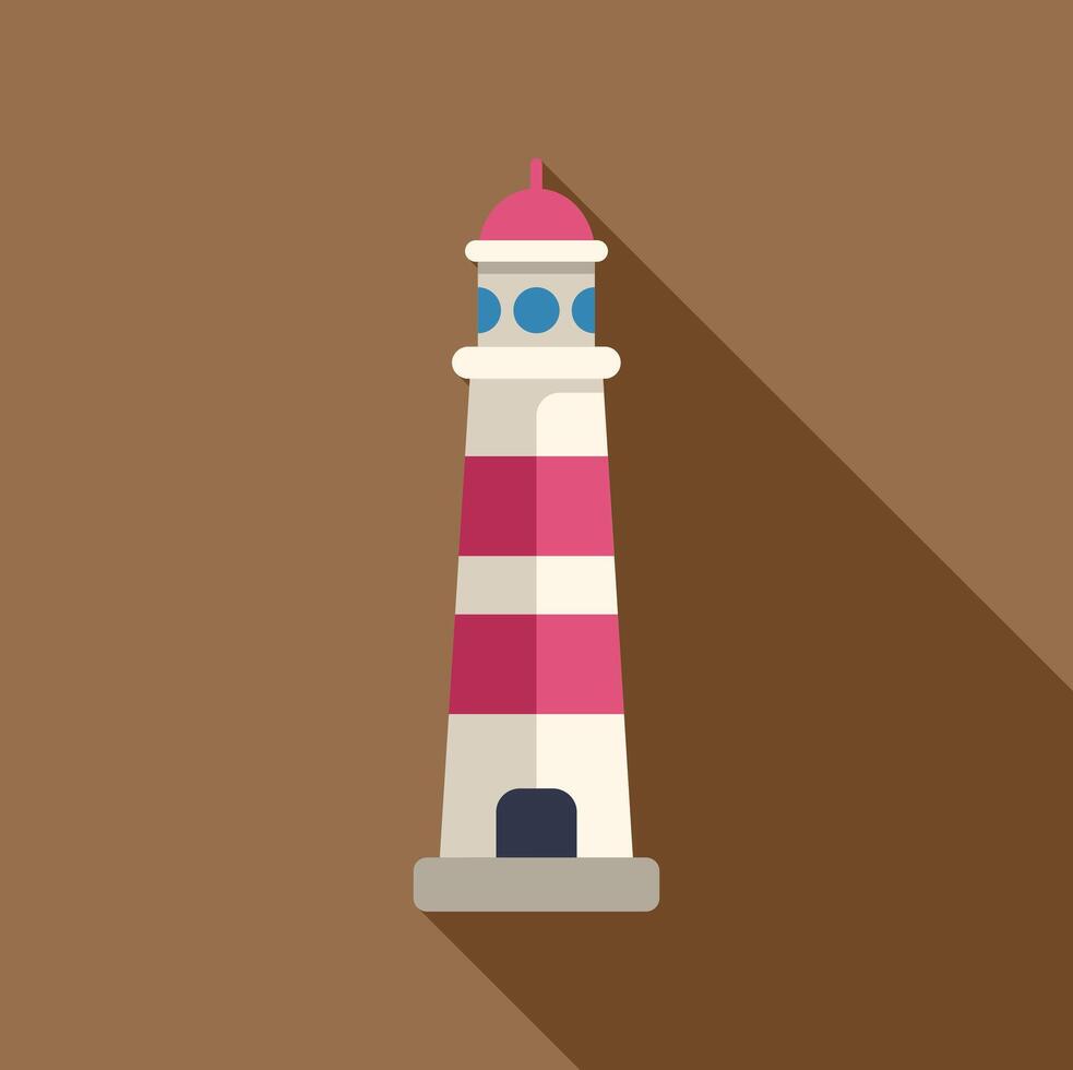Lighthouse casting long shadow over brown background vector