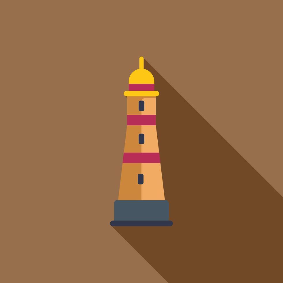 Lighthouse casting long shadow on brown background vector