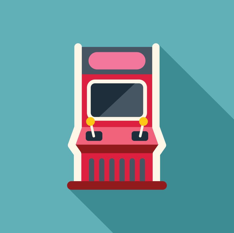 Retro arcade game cabinet standing on blue background vector