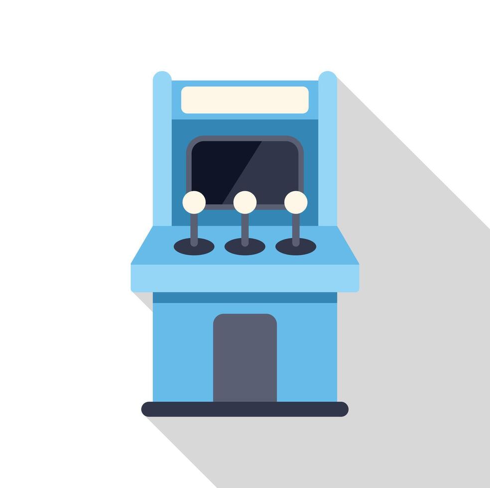 Blue arcade game machine standing with long shadow vector