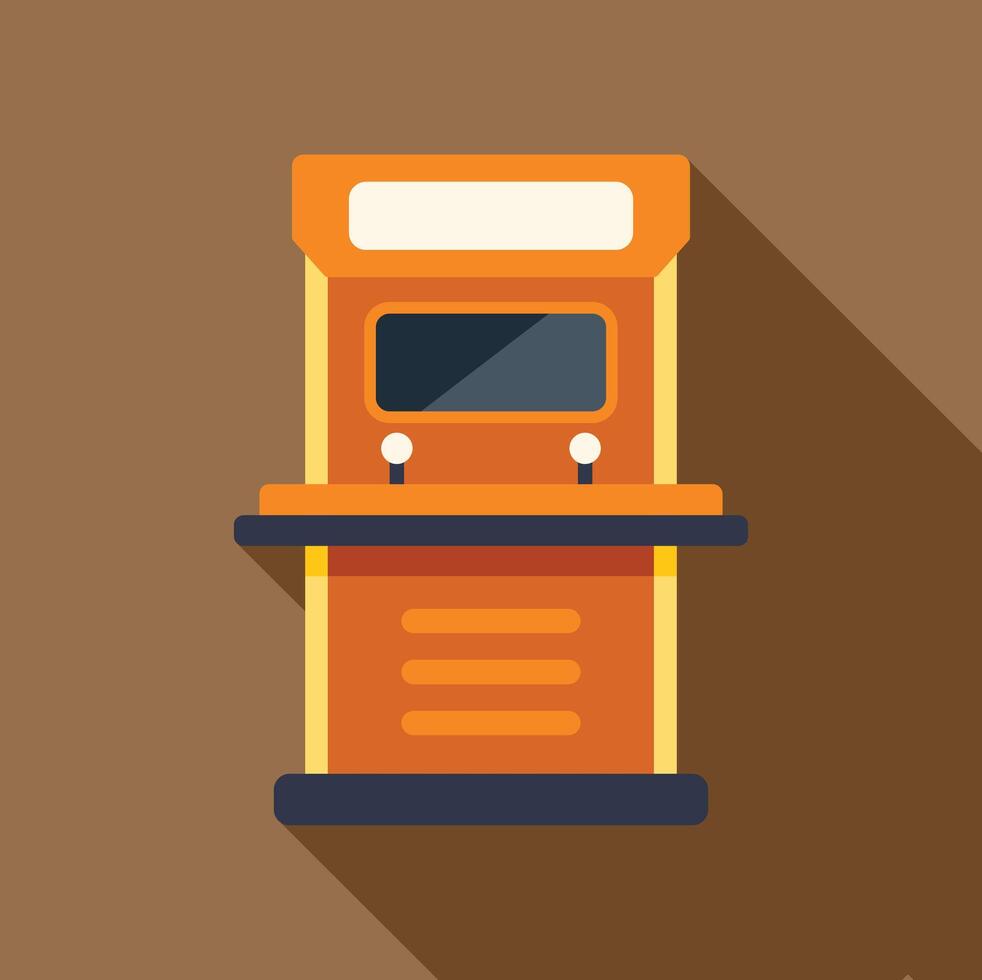 Orange arcade game machine with joysticks for two players vector