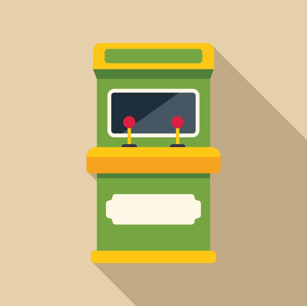 Green and yellow arcade game console standing idle vector
