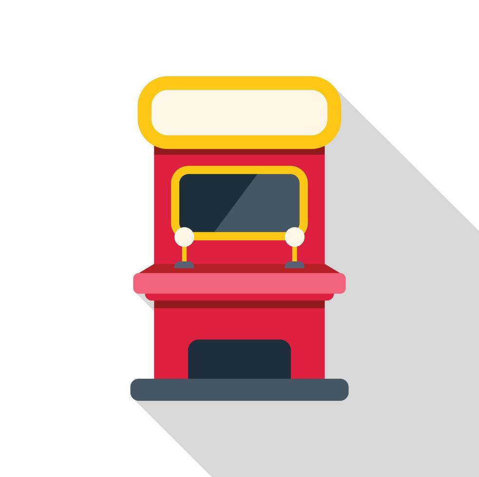 Red and yellow arcade game standing upright with shadow vector