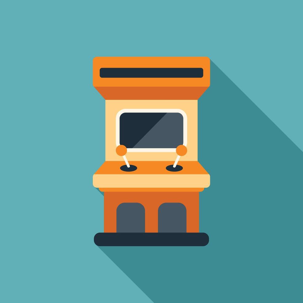 Arcade game console displaying playing screen with joysticks vector