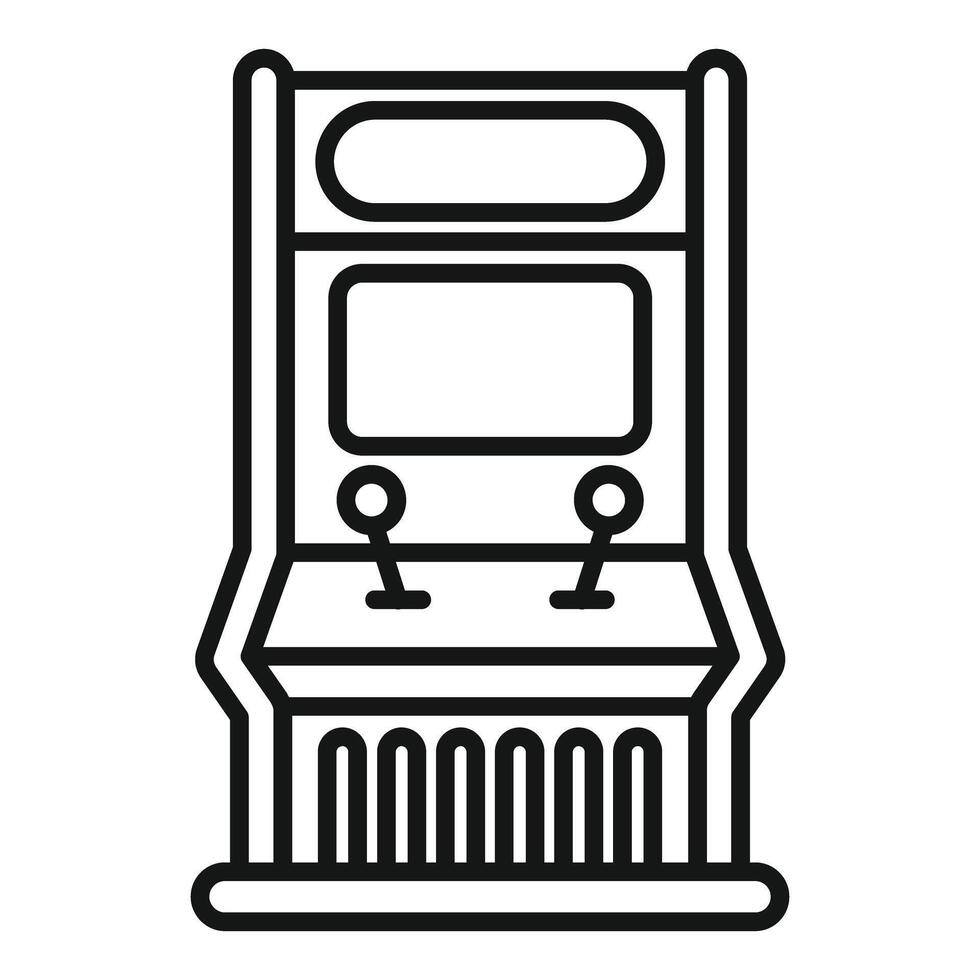 Retro arcade game machine playing gaming line icon style vector