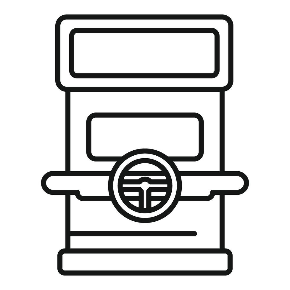 Double decker bus front view line icon showing public transportation vector