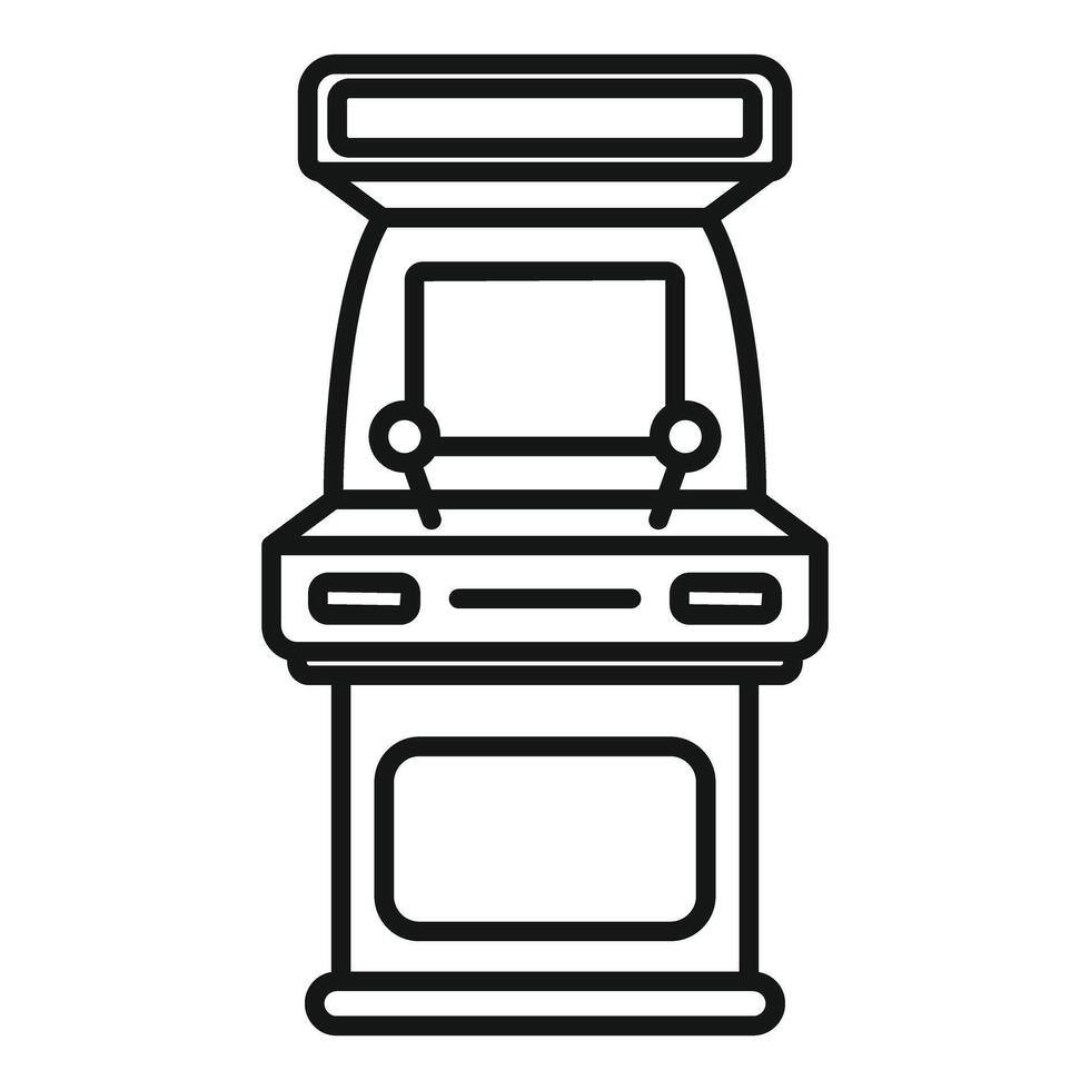 Retro arcade game machine with joysticks line art icon vector