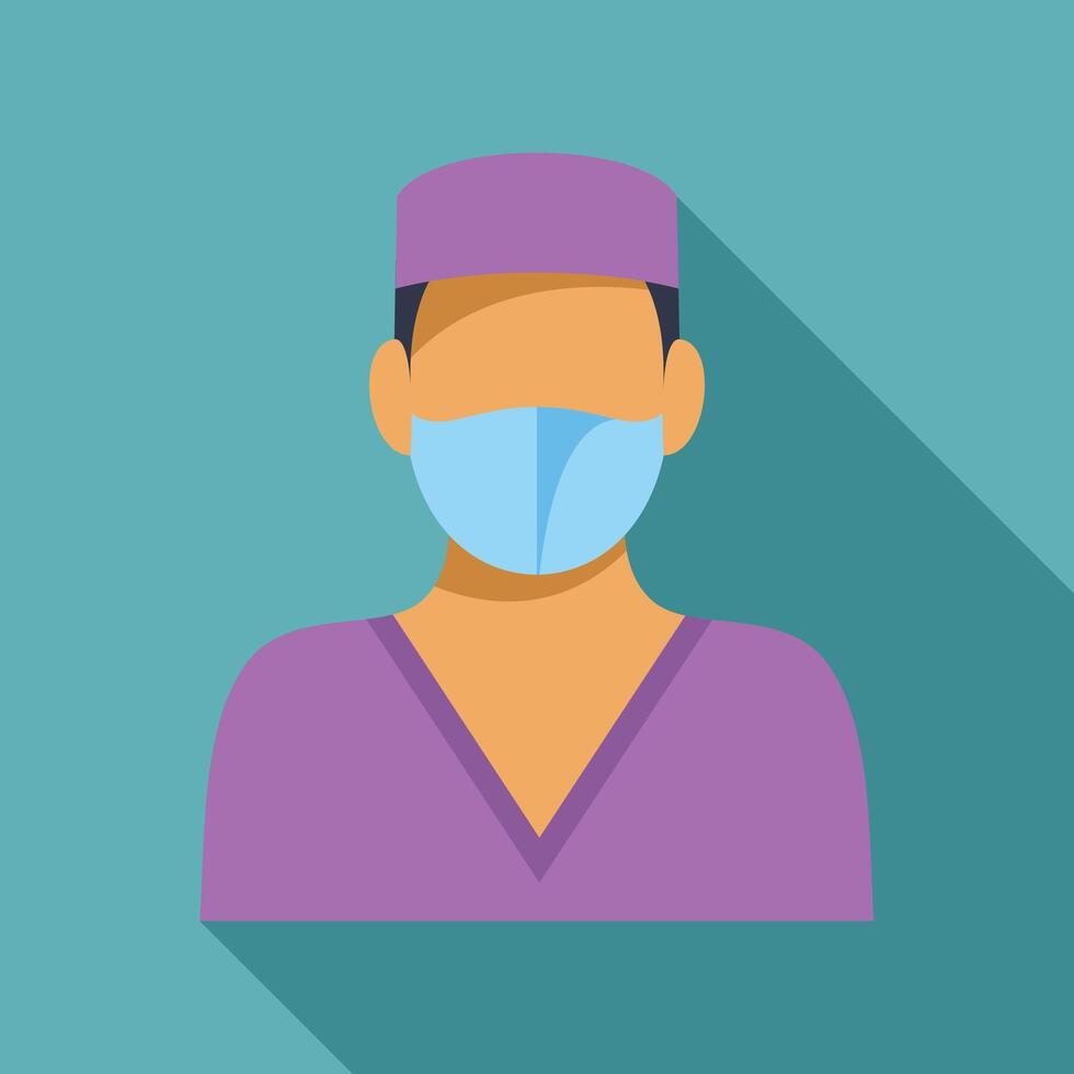 Healthcare professional wearing protective mask and scrubs vector