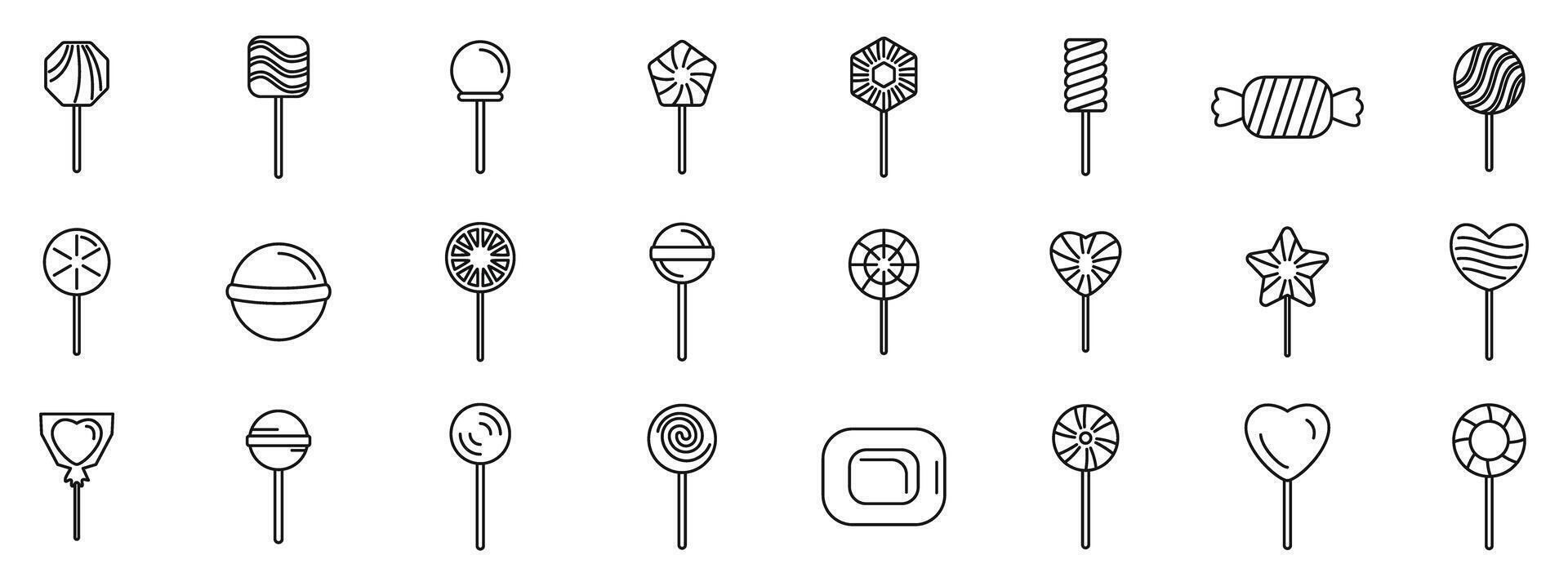 Lolipop icons set. Simple vector illustration of different lollipops isolated on a white background